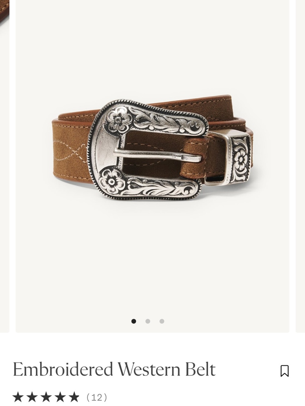 Men’s Embroidered Western Belt - Brown